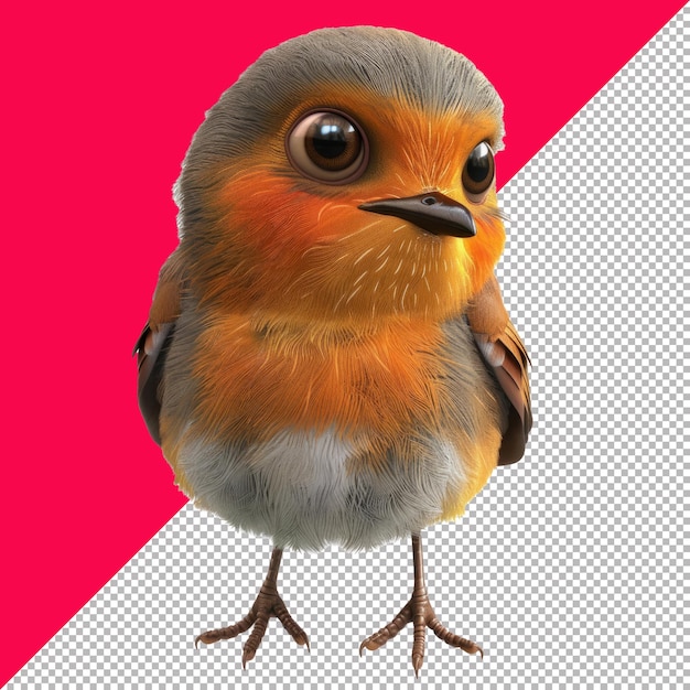 Cute Baby Robin Cartoon Transparent Background PNG PSD