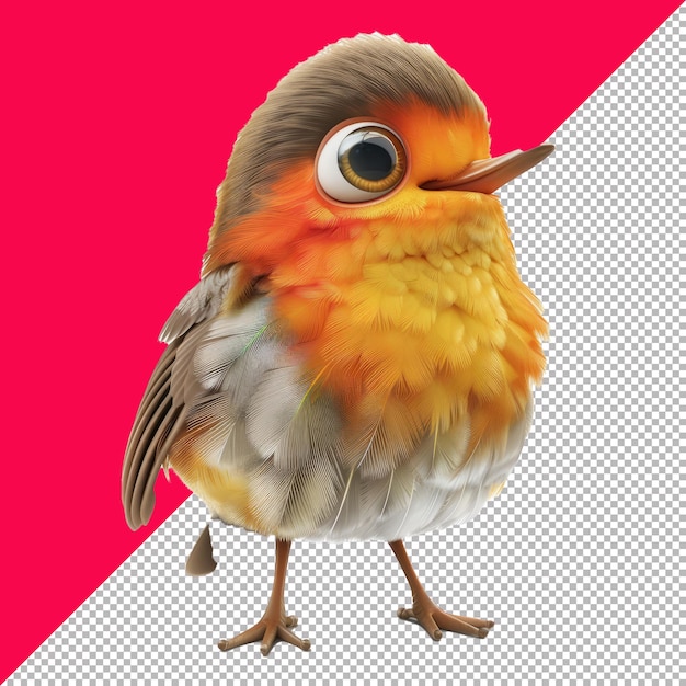 Cute Baby Robin Cartoon Transparent Background PNG PSD