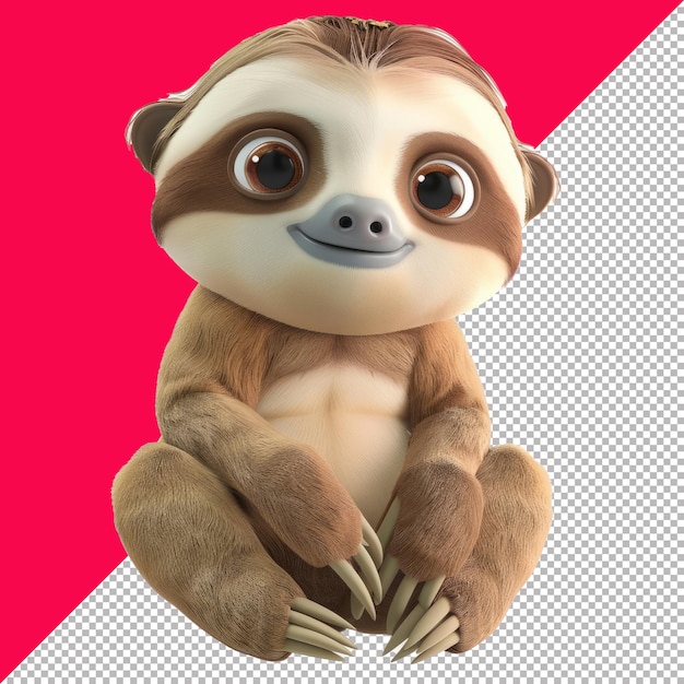 PSD cute baby sloth cartoon transparent background png psd