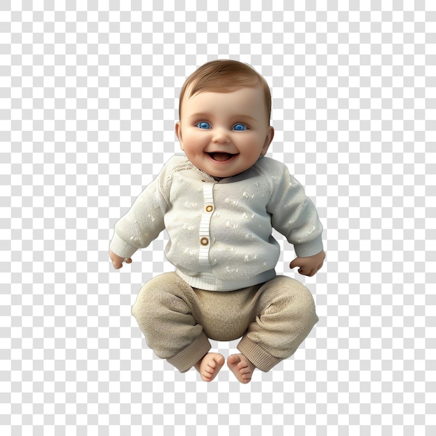 cute baby smiling realitic isolated on transparent background