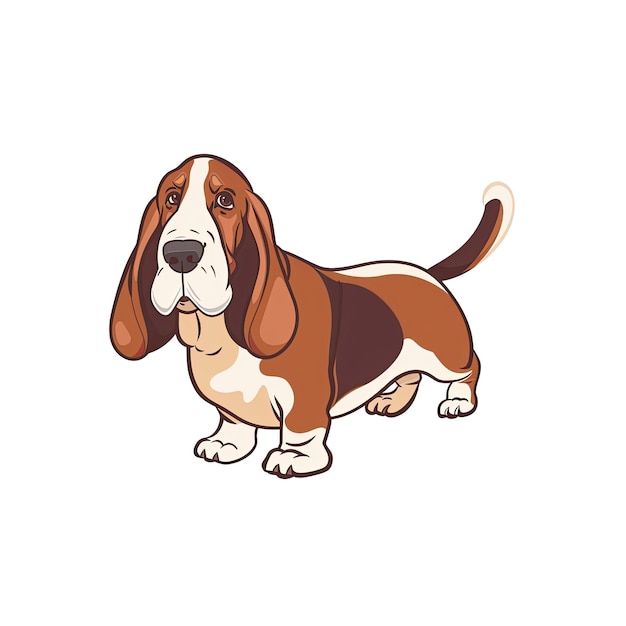 PSD a cute basset hound dog cartoon cartoon illustration