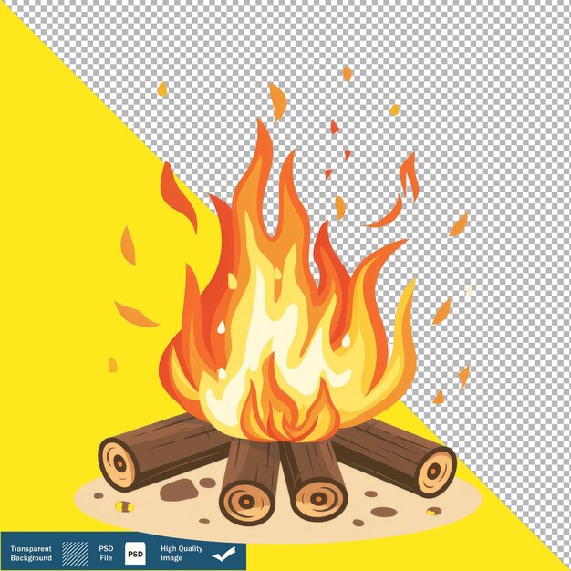 Cute Beach Bonfires with Storytelling Cartoon Vector Illustration Transparent Background PNG PSD