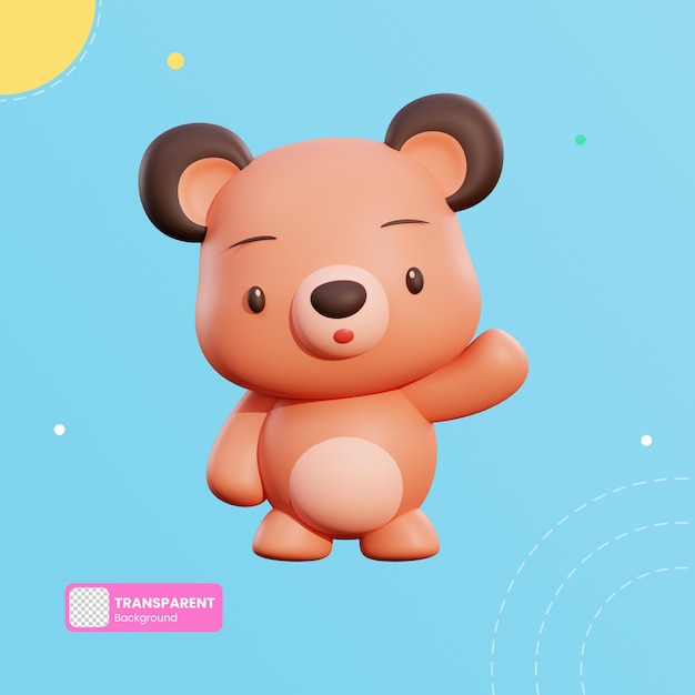 Cute bear 3d illustration