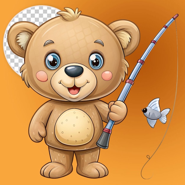 PSD cute bear with fishing rod