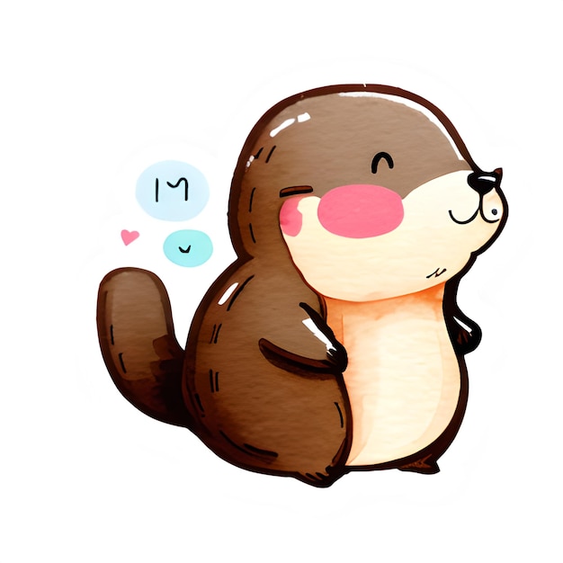 Cute Beaver Illustration Clipart Sticker