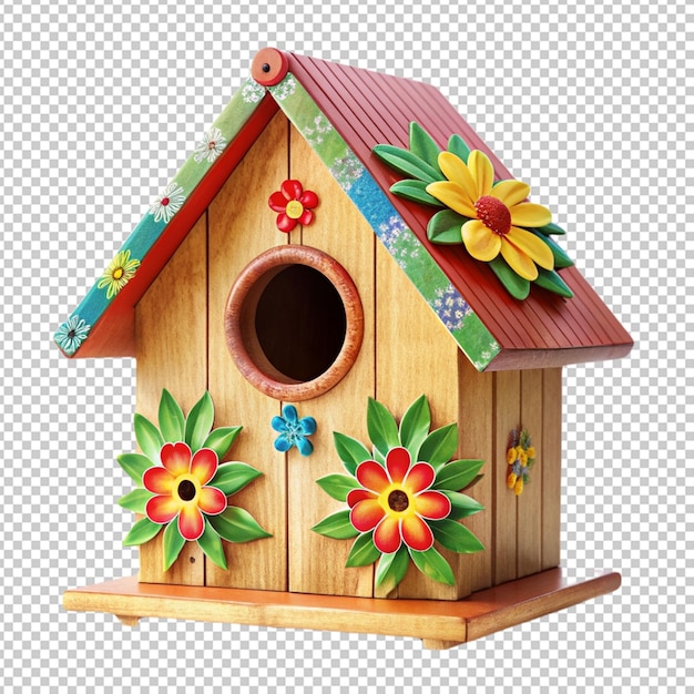 PSD cute birdhouse isolated