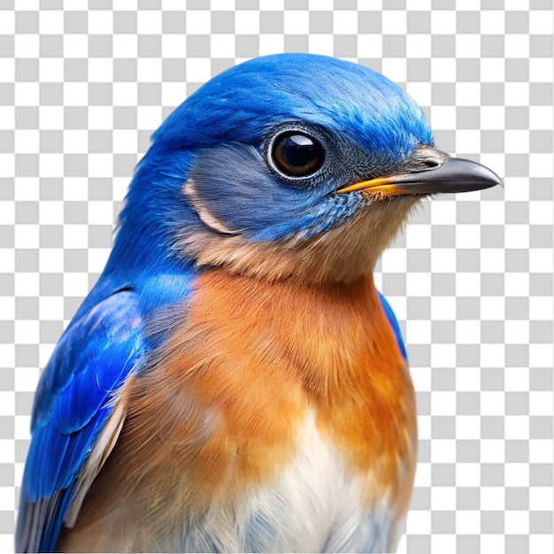 PSD cute blue bird portrait isolated on transparent background