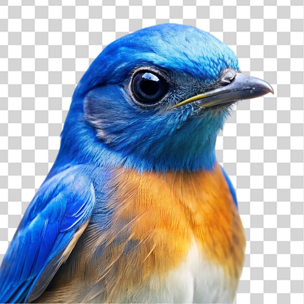 PSD cute blue bird portrait isolated on transparent background