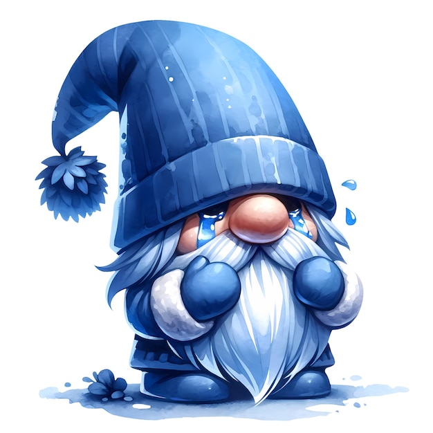 Cute Blue Christmas Winter Watercolor Clipart Illustration