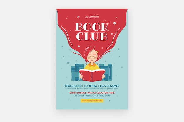 PSD cute book club flyer template in psd v1