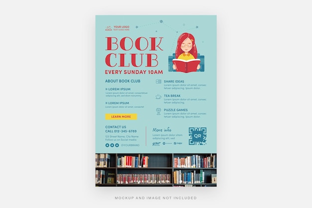 Cute Book Club Flyer Template in PSD V2