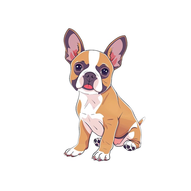 PSD a cute boston terrier cartoon cartoon illustration