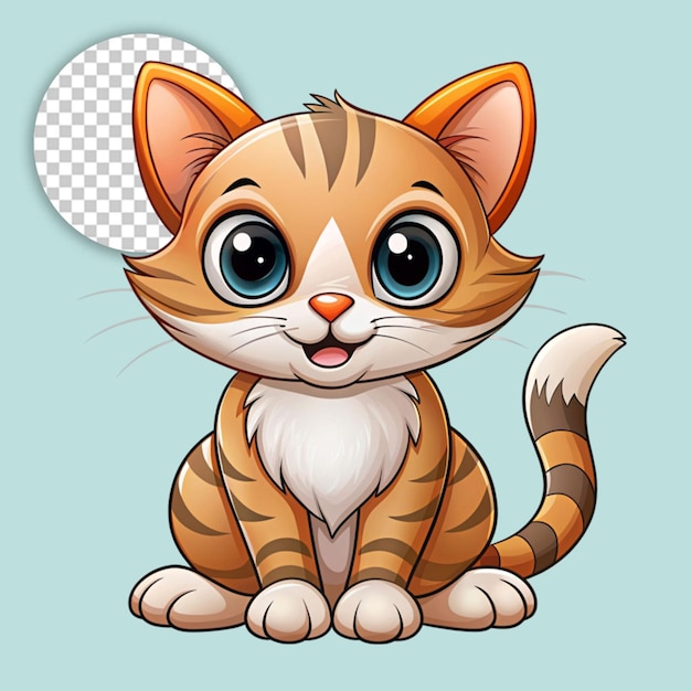 PSD cute brown kitten on transparent background