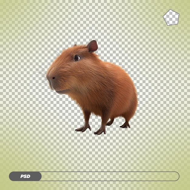 PSD cute capybara portrait isolated on transparent background