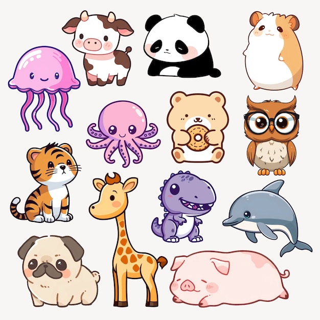 PSD cute cartoon animal illustrations