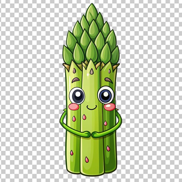 PSD cute cartoon asparagus transparent background