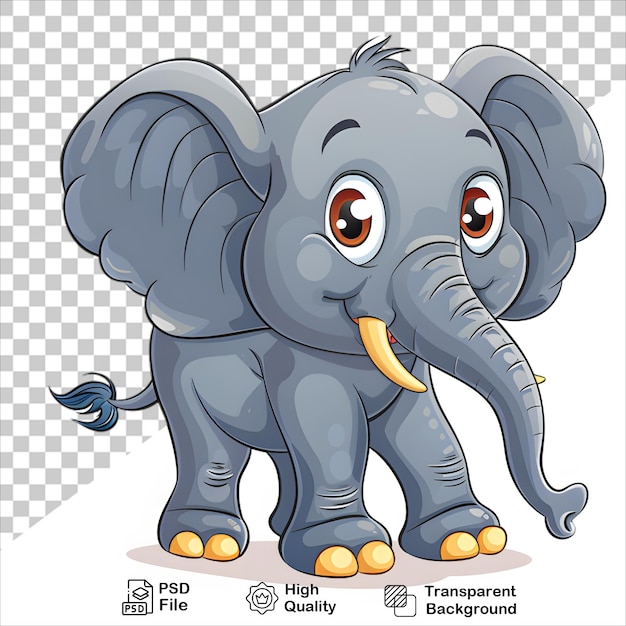 PSD cute cartoon baby elephant animal illustration on transparent background