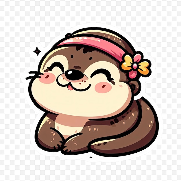 PSD a cute cartoon baby monkey with a pink headband on its head