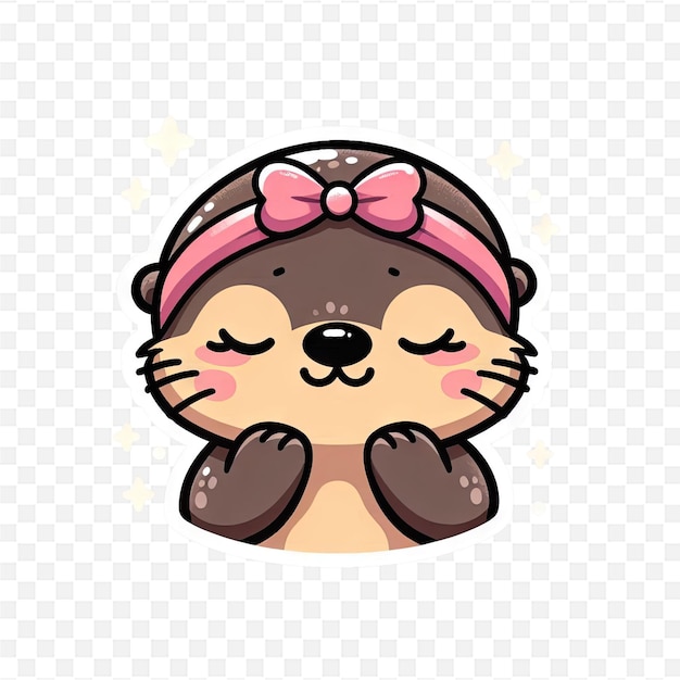 PSD a cute cartoon bear with a pink bow on its head