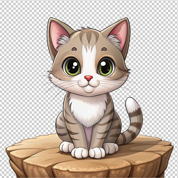 PSD cute cartoon cat sitting on the chiffon