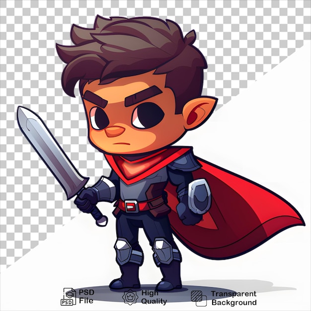 PSD cute cartoon character with sword isolated