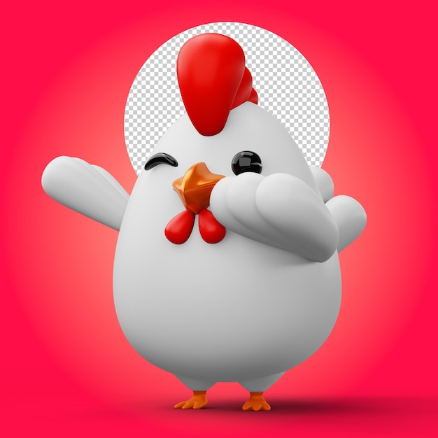 Cute cartoon chicken animal character 3d rendering