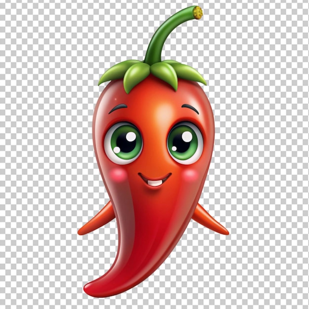 cute cartoon chili pepper vegetable character on transparent background