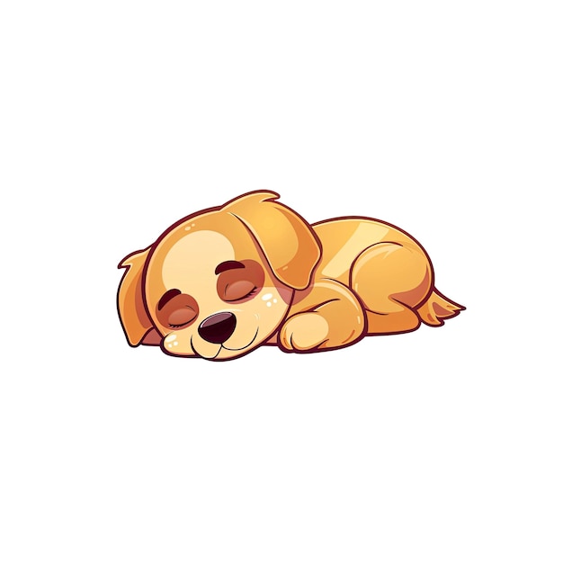 A Cute Cartoon Dog Puppy Sleeping Cartoon Illustration