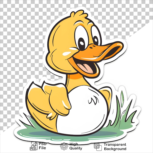 PSD cute cartoon duck illustration on transparent background