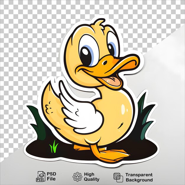 Cute Cartoon Duck Illustration on Transparent Background