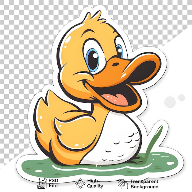 PSD cute cartoon duck illustration on transparent background