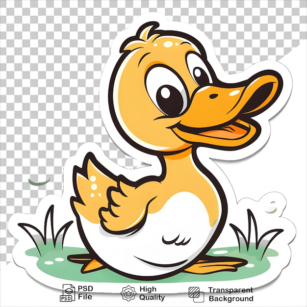 PSD cute cartoon duck illustration on transparent background