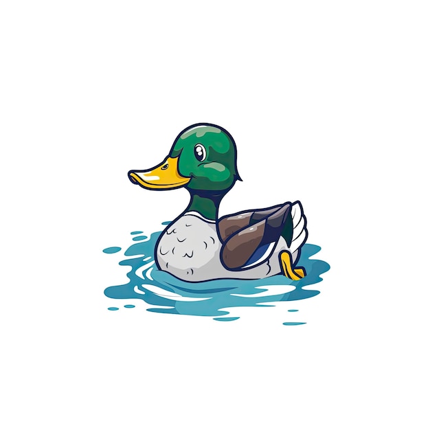 PSD a cute cartoon duck swimming cartoon illustration