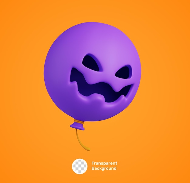 Cute Cartoon Happy Halloween 3d Icon with Emotional Smile Balloon with Scary on Face Isolated