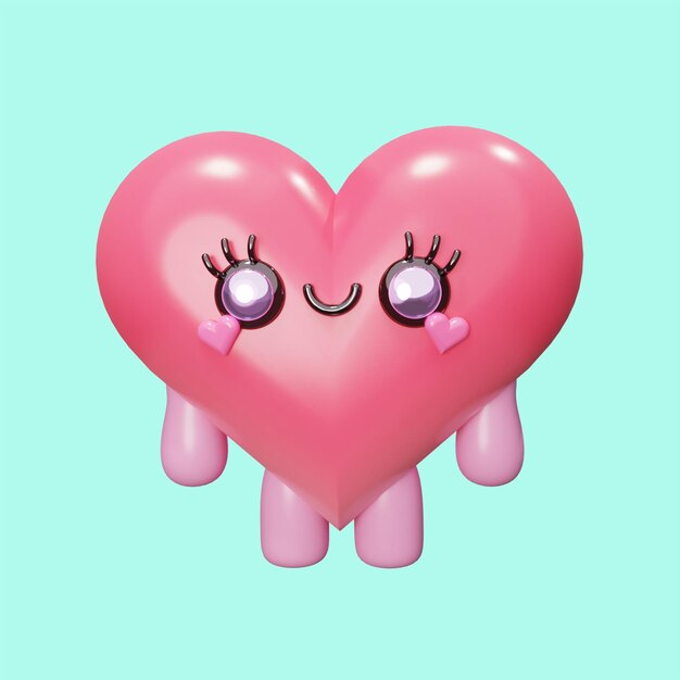 Cute cartoon heart 3D