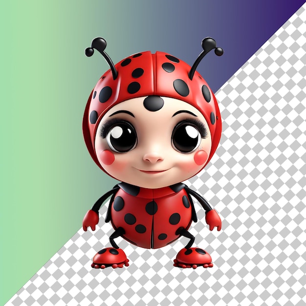 Cute Cartoon Ladybug with Big Eyes and Friendly Smile