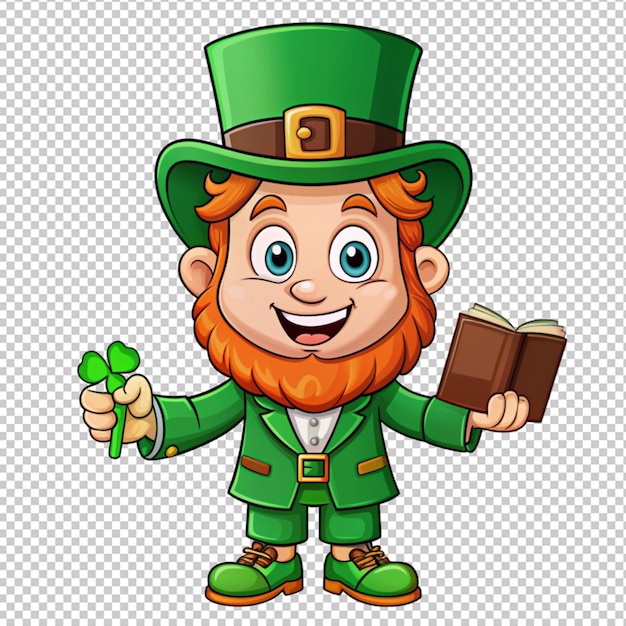 cute cartoon leprechaun with holy bible