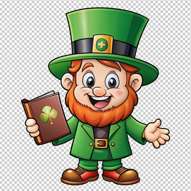 cute cartoon leprechaun with holy bible