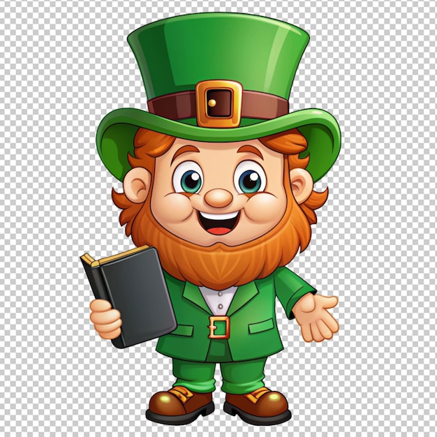 PSD cute cartoon leprechaun with holy bible