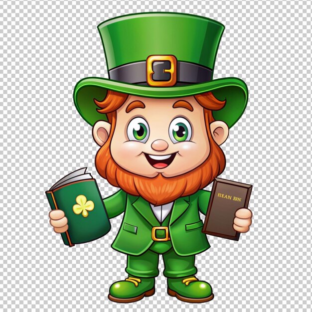 PSD cute cartoon leprechaun with holy bible