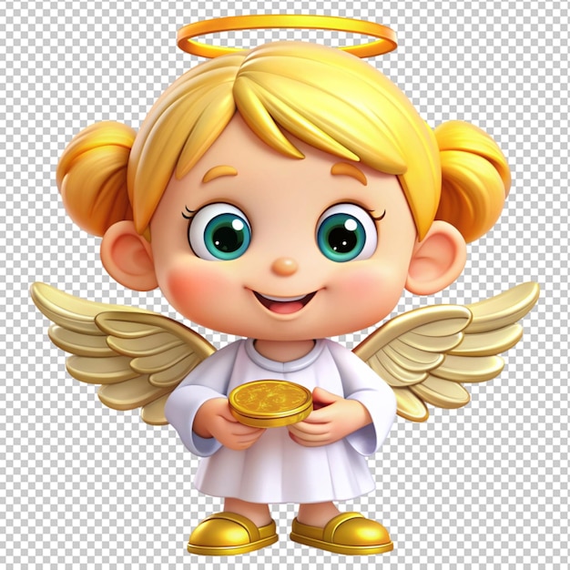 cute cartoon little angel with coins