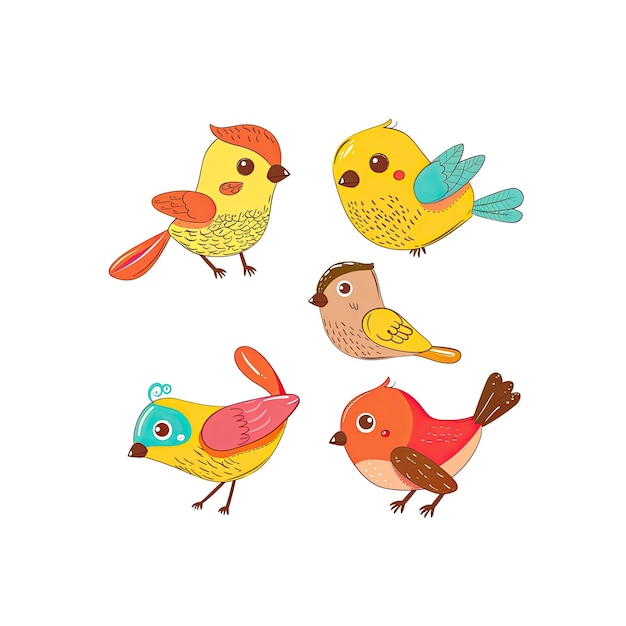 PSD cute cartoon little birds set against cartoon illustration