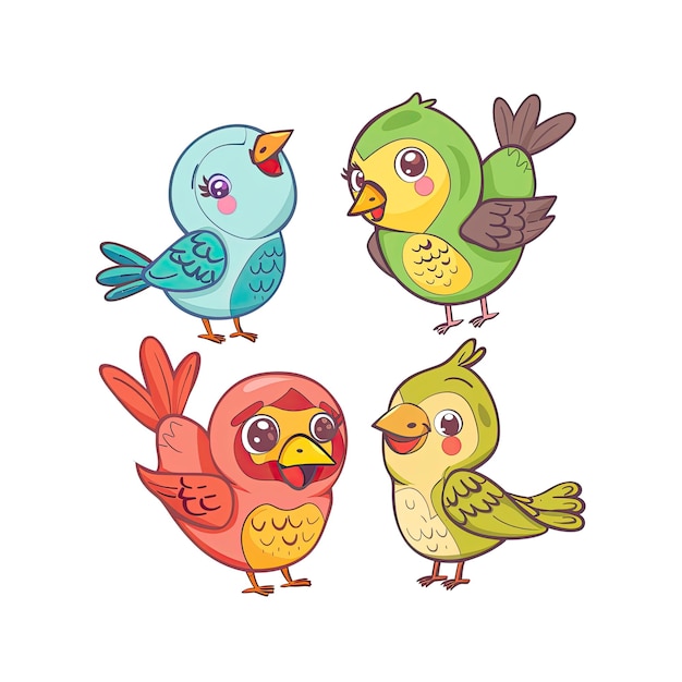 PSD cute cartoon little birds set against cartoon illustration