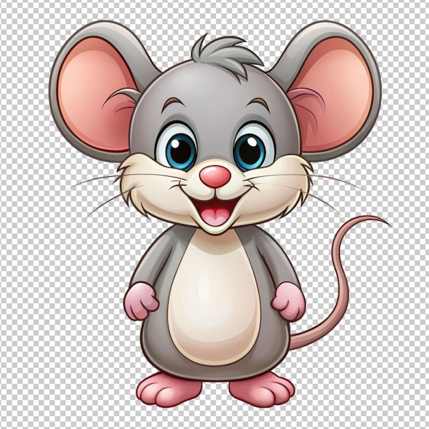 PSD cute cartoon little mouse character on transparent background