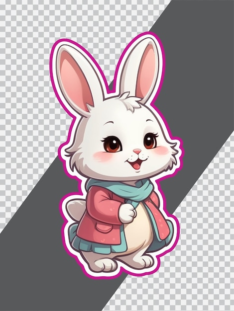 PSD cute cartoon rabbit sticker design