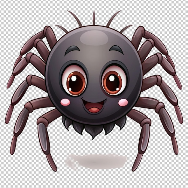 cute cartoon spider on transparent background