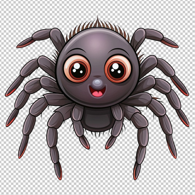 cute cartoon spider on transparent background