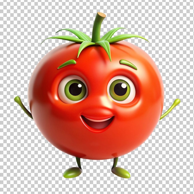 PSD cute cartoon tomato character on transparent background