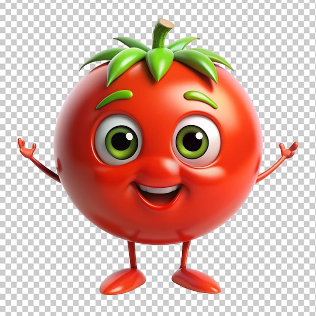 PSD cute cartoon tomato character on transparent background