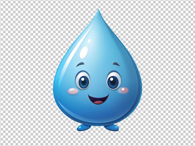 a cute cartoon water droplet with a friendly expression